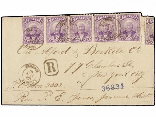 ¿ ESPAÑA. Sc. 22 (10). 1888. JEREMIE a NEW YORK. 2 cent. lil