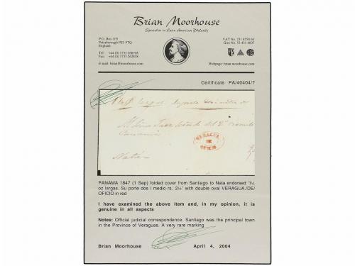 ¿ PANAMA. 1847. SANTIAGO a NATA. Plica Judicial con la marca