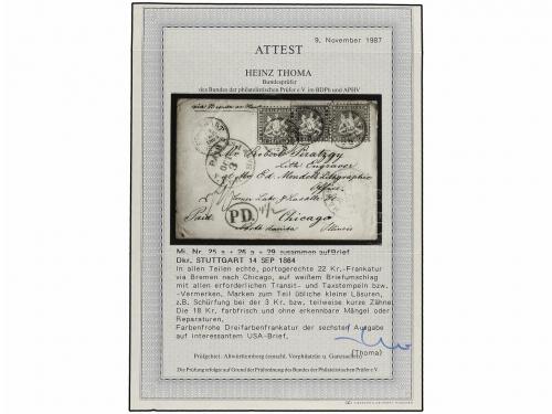 ✉ ALEMANIA ANTIGUOS ESTADOS: WURTEMBERG. Mi. 25, 26, 29. 186