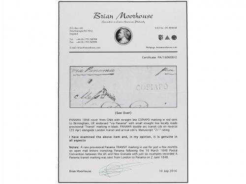 ¿ PANAMA. 1848. COPIAPO (Chile) a GRAN BRETAÑA. Envuelta, ma