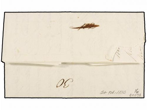 ✉ PANAMA. 1833 (20 Febrero). PANAMÁ a CARTAGENA DE INDIAS. C