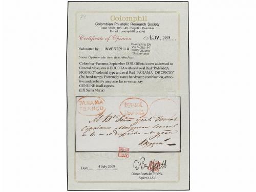 ✉ PANAMA. (1883 CA.). PANAMÁ a BOGOTÁ. Envuelta con las marc