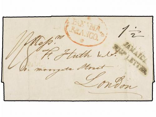 ✉ PANAMA. 1842 (13 Marzo). PANAMÁ a LONDRES. Carta completa,