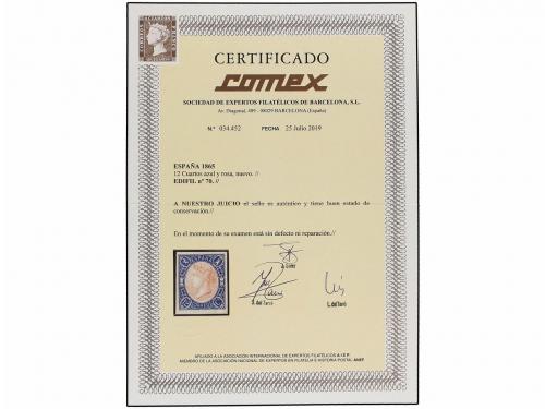 (*) ESPAÑA. Ed. 70. 12 cuartos azul y rosa. PIEZA DE LUJO. C