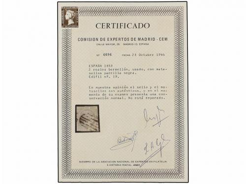 ° ESPAÑA. Ed. 19. 2 reales bermellón. Muy bonito ejemplar, m