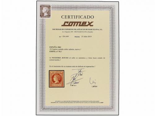 (*) ESPAÑA. Ed. 54. 19 cuartos castaño. PIEZA DE LUJO. Cert.