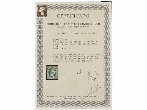 ° ESPAÑA. Ed. 7, 8, 11. 12 cuartos, mat. ARAÑA rojo, 5 reale