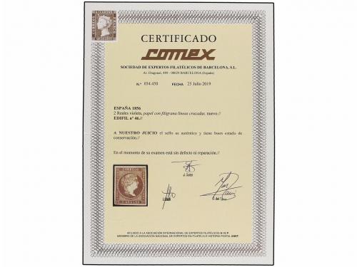 (*) ESPAÑA. Ed. 46. 2 reales violeta. PIEZA DE LUJO. Cert. C