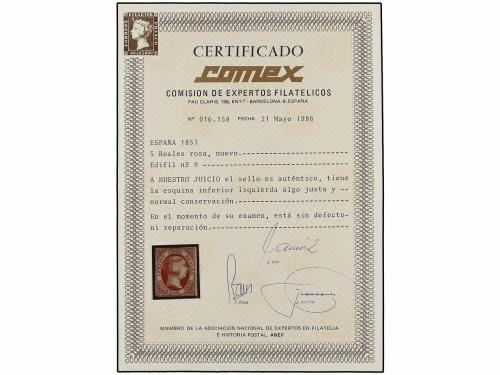 (*) ESPAÑA. Ed. 9. 5 reales rosa. Bonito ejemplar, tres márg