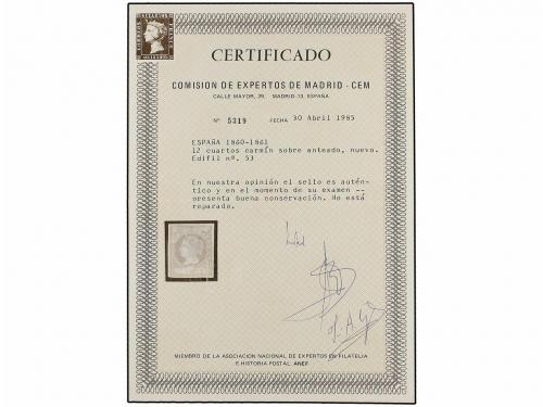 * ESPAÑA. Ed. 53. 12 cuartos carmín. MAGNÍFICO EJEMPLAR. Cer