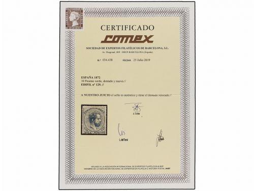 * ESPAÑA. Ed. 129. 10 pts. verde. Ejemplar de centraje habit