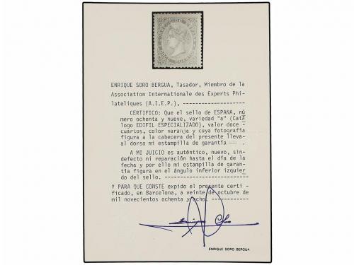 * ESPAÑA. Ed. 89A. 12 cuartos naranja. Excelente color y cen