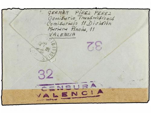 ✉ ESPAÑA GUERRA CIVIL. 1938. VALENCIA a FRANCIA. Sobre ilust