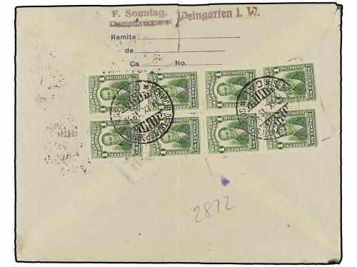 ✉ ALEMANIA. 1930. WEINGARTEN to CALI (Colombia). Colombian 4