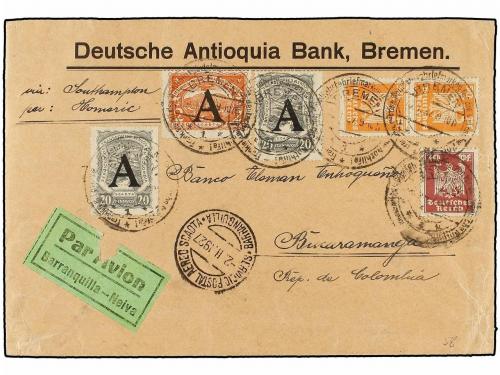 ✉ ALEMANIA. 1927. BREMEN to BUCARAMANGA (Colombia). 10 pf., 