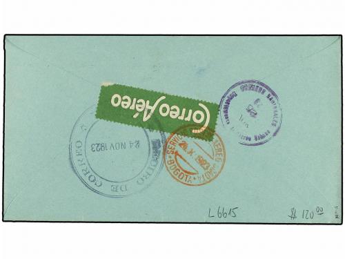 ✉ COLOMBIA. Sc. C52. 1923. CARTAGENA a BOGOTÁ. 3 cts. azul y