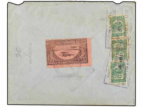 ✉ COLOMBIA. Sc. C14. 1921. BOGOTÁ a MEDELLÍN. 3 cts. verde (