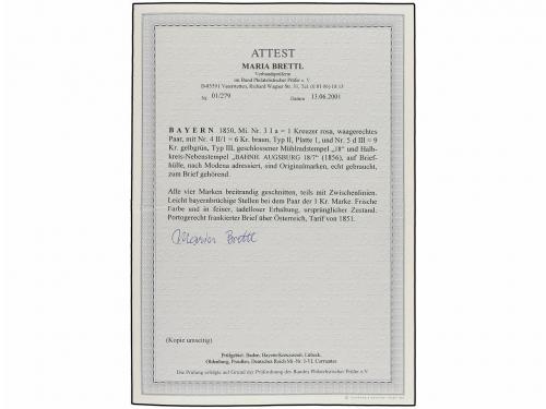 ✉ ALEMANIA ANTIGUOS ESTADOS: BAVIERA. 1856. AUGSBURG to MODE