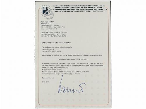 ✉ ANTILLAS DANESAS. 1871. SANTO THOMAS a CURAÇAO. Sobre circ