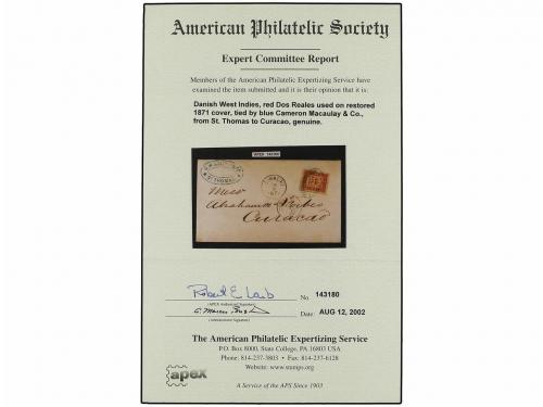 ✉ ANTILLAS DANESAS. 1871. SANTO THOMAS a CURAÇAO. Sobre circ