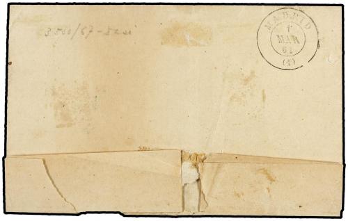 ✉ ESPAÑA. Ed. 52. 1861. POZA a MADRID. 4 cuartos amarillo, m