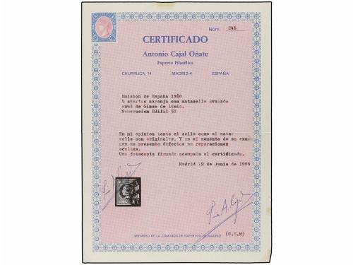 ° ESPAÑA. Ed. 52. 4 cuartos amarillo, mat. ovalado CARTERIA/