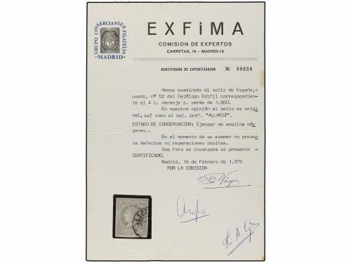 ° ESPAÑA. Ed. 52. 4 cuartos amarillo, mat. de cartería GALIC