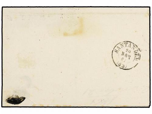 ✉ ESPAÑA. Ed. 52. 1861. ONTANEDA a SANTANDER. 4 cuartos amar