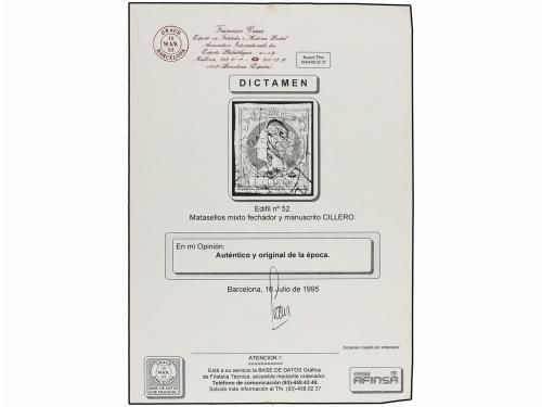 ° ESPAÑA. Ed. 52 (4). 4 cuartos amarillo. 4 sellos con mat. 