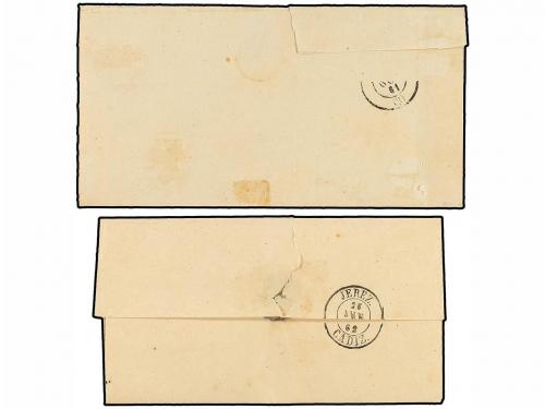✉ ESPAÑA. Ed. 52. 1861-62. DOS cartas con sellos de 4 cuarto