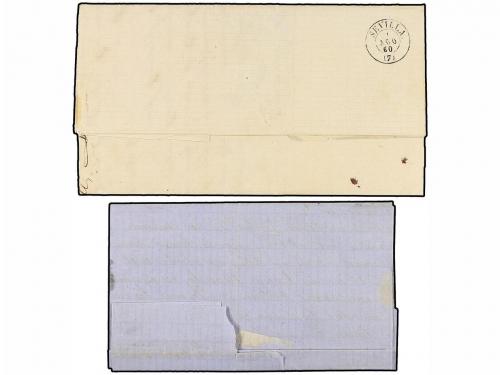 ✉ ESPAÑA. Ed. 52. 1860. DOS cartas con sello de 4 cuartos. M