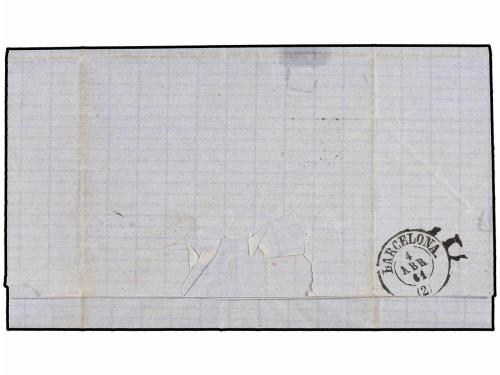 ✉ ESPAÑA. Ed. 52. 1861. ARRECIFE a BARCELONA. 4 cuartos amar