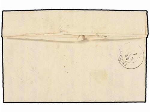 ✉ ESPAÑA. Ed. 52. 1862. IBIZA a PUEBLA. 4 cuartos amarillo. 