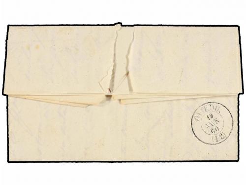 ✉ ESPAÑA. Ed. 52. 1860. CARRIÓN a OVIEDO. 4 cuartos amarillo