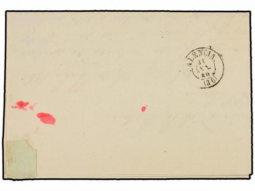 ✉ ESPAÑA. Ed. 52. 1860. ALAR a PALENCIA. 4 cuartos amarillo,