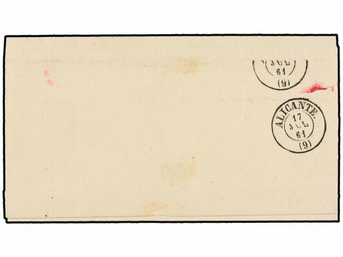 ✉ ESPAÑA. Ed. 52. 1861. VERA a ALICANTE. 4 cuartos amarillo,