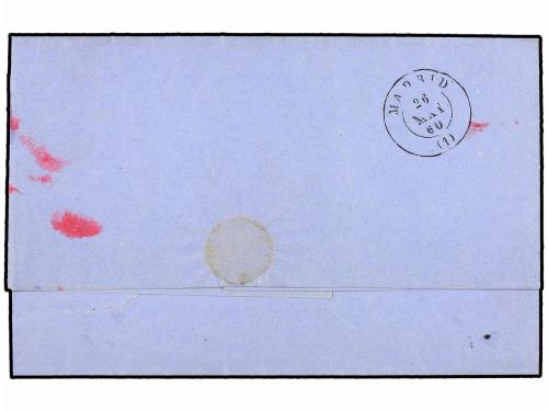 ✉ ESPAÑA. Ed. 52. 1860. ADRA a MADRID. 4 cuartos amarillo. M