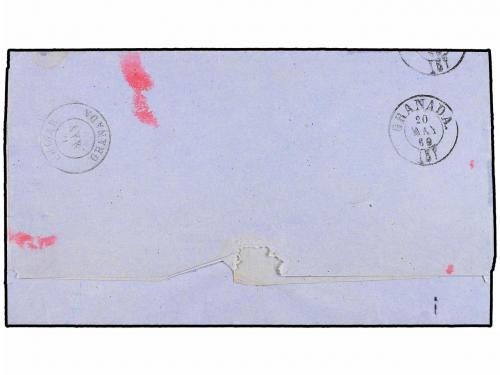 ✉ ESPAÑA. Ed. 52. 1860. BERJA a GRANADA. 4 cuartos amarillo.