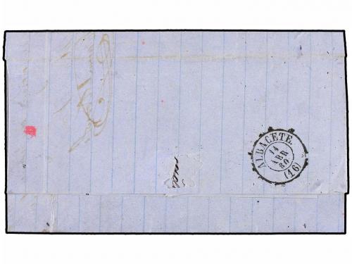 ✉ ESPAÑA. Ed. 52. 1860. HELLÍN a ALBACETE. 4 cuartos amarill