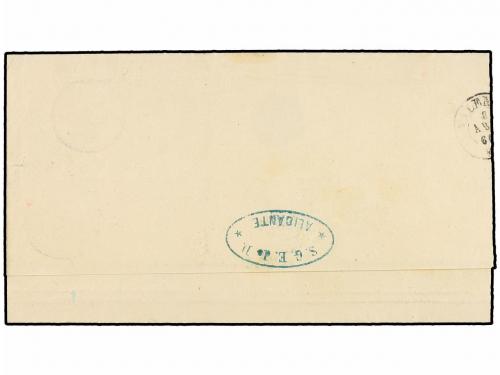 ✉ ESPAÑA. Ed. 52. 1860. ALICANTE a VALENCIA. 4 cuartos amari