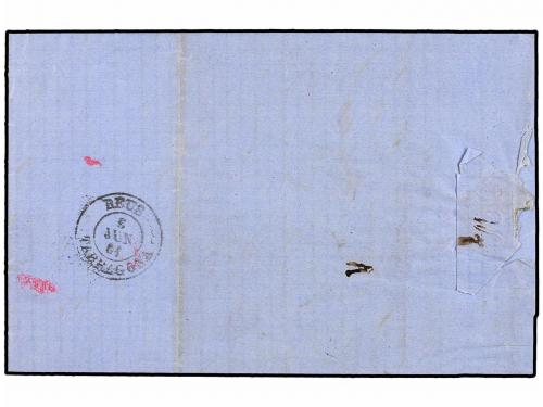 ✉ ESPAÑA. Ed. 52. 1861. QUINTANAR a REUS. 4 cuartos amarillo