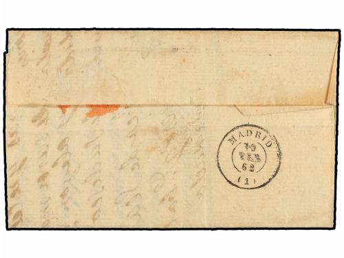 ✉ ESPAÑA. Ed. 52. 1862. SARRIA a MADRID. 4 cuartos amarillo.