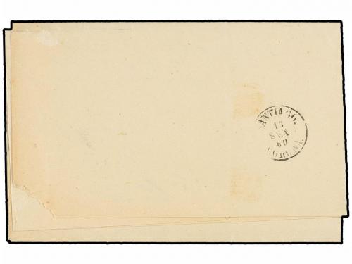 ✉ ESPAÑA. Ed. 52. 1860. VERÍN a SANTIAGO. 4 cuartos amarillo