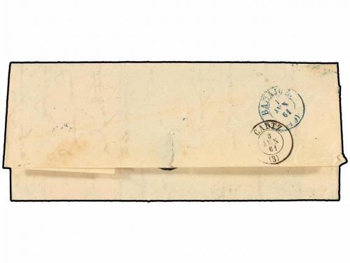 ✉ ESPAÑA. Ed. 52. 1861. MEDELLÍN a CÁDIZ. 4 cuartos amarillo