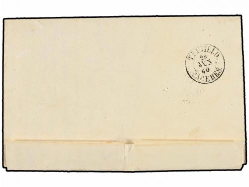 ✉ ESPAÑA. Ed. 52. 1860. PUEBLA a TRUJILLO. 4 cuartos amarill