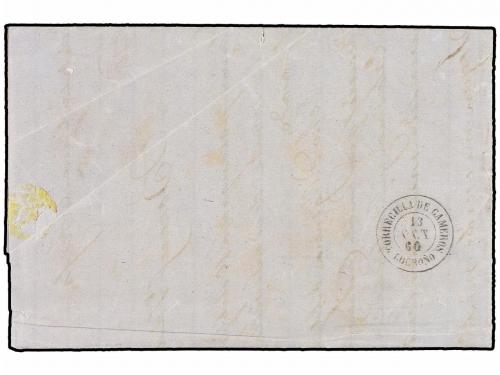 ✉ ESPAÑA. Ed. 52. 1860. NIEBLA a ORTIGOSA. 4 cuartos amarill