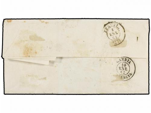 ✉ ESPAÑA. Ed. 52. 1862. AGUATON (Teruel) a GANDIA. 4 cuartos