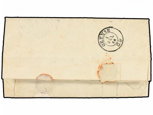 ✉ ESPAÑA. Ed. 52. 1860. PUENTEÁREAS a ORENSE. 4 cuartos amar