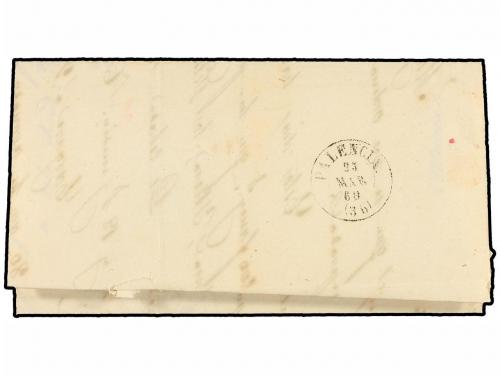 ✉ ESPAÑA. Ed. 52. 1860. RÍO SECO a PALENCIA. 4 cuartos amari