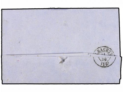 ✉ ESPAÑA. Ed. 52. 1860. MORELLA a ALBACETE. 4 cuartos amaril